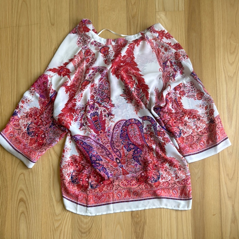 Violet & Clair Paisley Blouse Size S Relaxed Fit Boho Print Lightweight - Picture 5 of 5